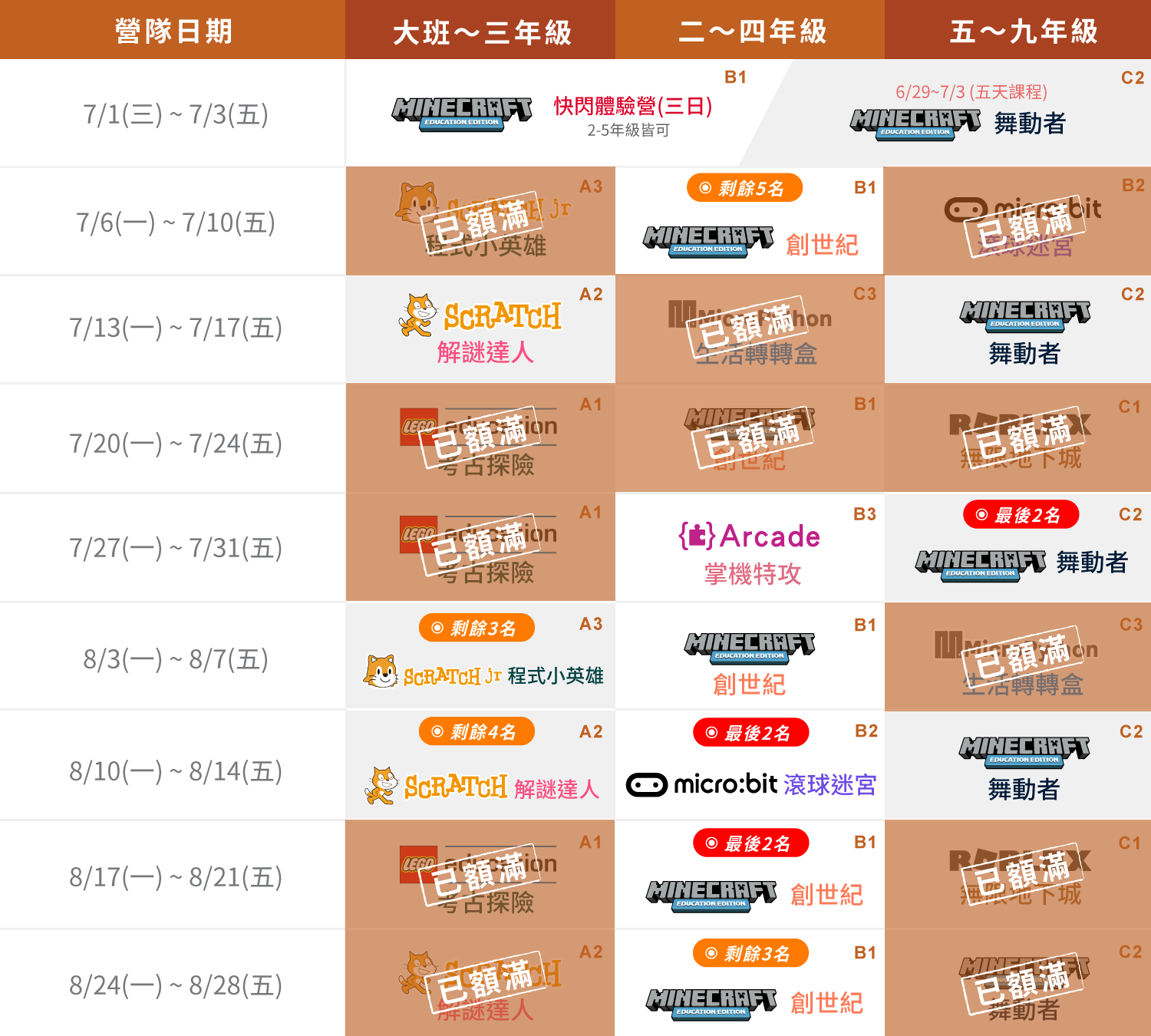 大直校課表一覽"